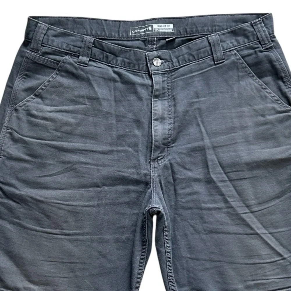 Carhartt Rugged Flex Canvas Work Shorts Mens 38 Gray Relaxed Fit Workwear